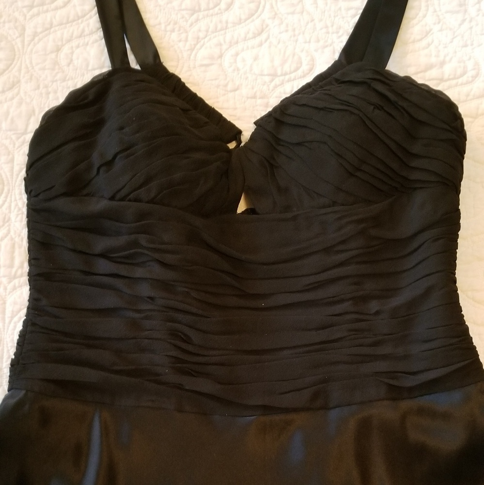 Black Phoebe silk, ruched, cut out, gown. 12